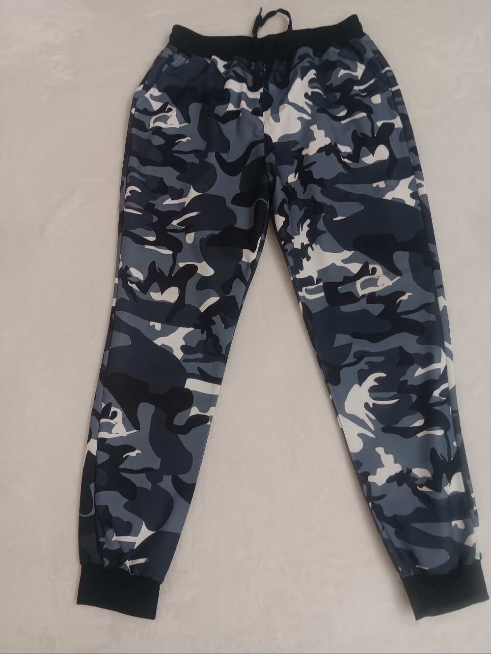 Kids Black, Gray, & White Camo Jogger Pants